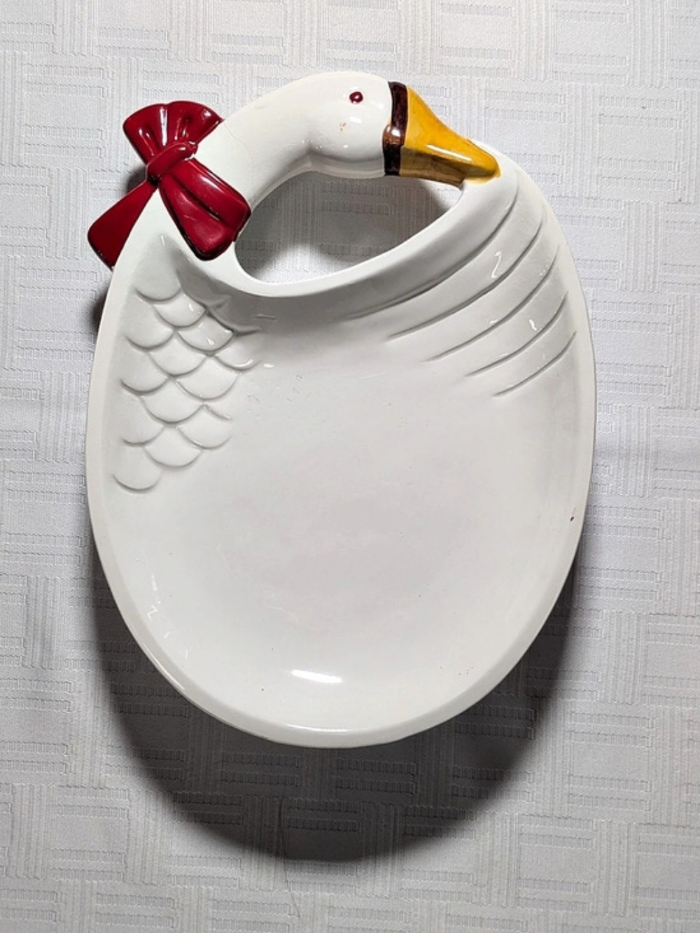 Himark Holiday Goose Candy Dish / Wall Plaque Ceramic Serving Dish White & Red